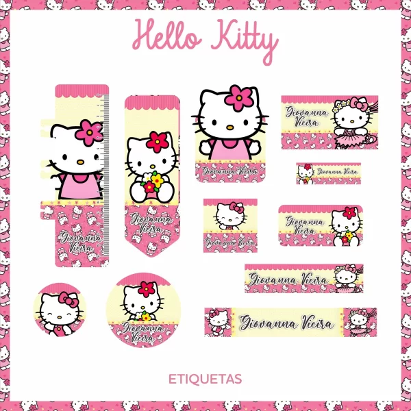 Exemplo de etiqueta escolar Hello Kitty