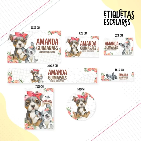 Exemplo de etiqueta escolar Cachorrinho